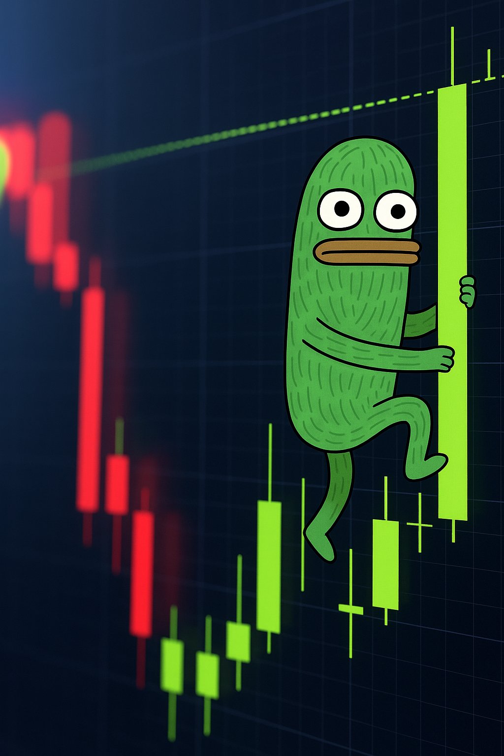 Finger climbing green candle
