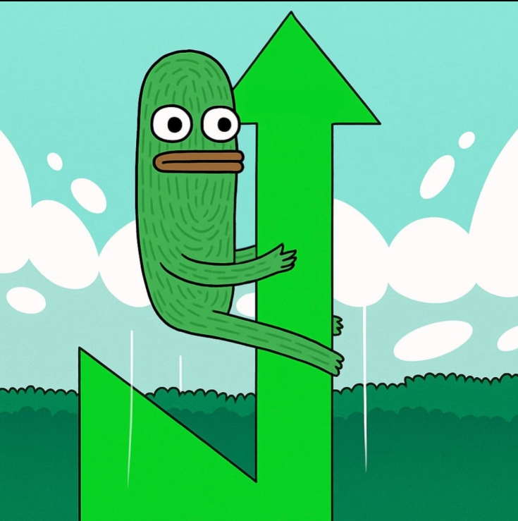 Finger hugging up arrow